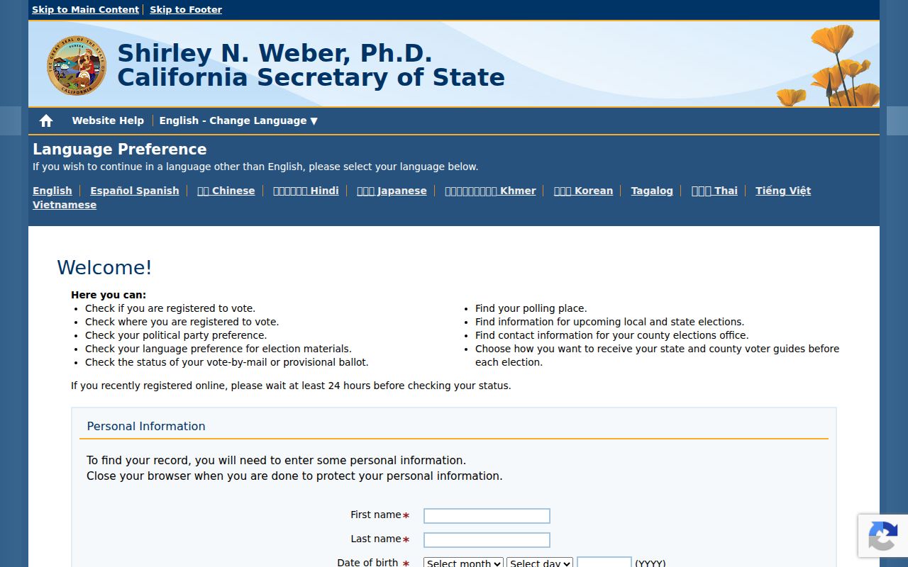Manhattan Beach voter records access through California My Voter Status